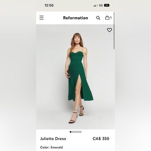 Reformation green Juliette dress